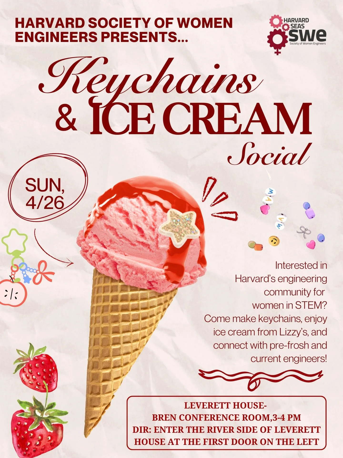 We&rsquo;re so excited to welcome the incoming Class of 2030! 🎉 Interested in learning more about engineering at Harvard? Want to enjoy some delicious ice cream and make custom keychains to take home? 🔑🍦✨

Join us THIS SUNDAY from 3&ndash;4 PM in 