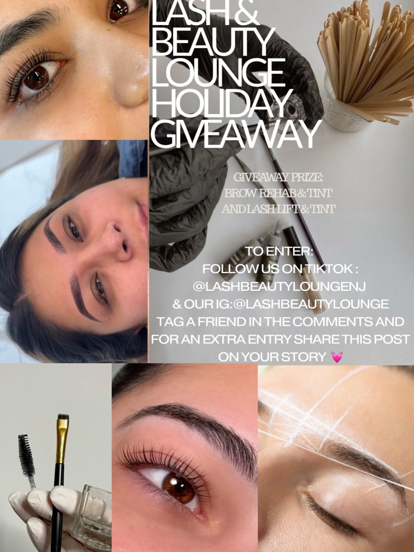 HOLIDAY GIVEAWAY TIME!! 🎅❄️🎄ONE MORE DAY TO ENTER!! 🫶

✨ Giveaway Prize

&bull; Brow Rehab &amp; Tint by @francheskab_ 
&bull; Lash Lift &amp; Tint by @mars.the.esthi

✨ How to Enter (Raffle Style)

&bull; Follow us on TikTok: @lashbeautyloungenj
