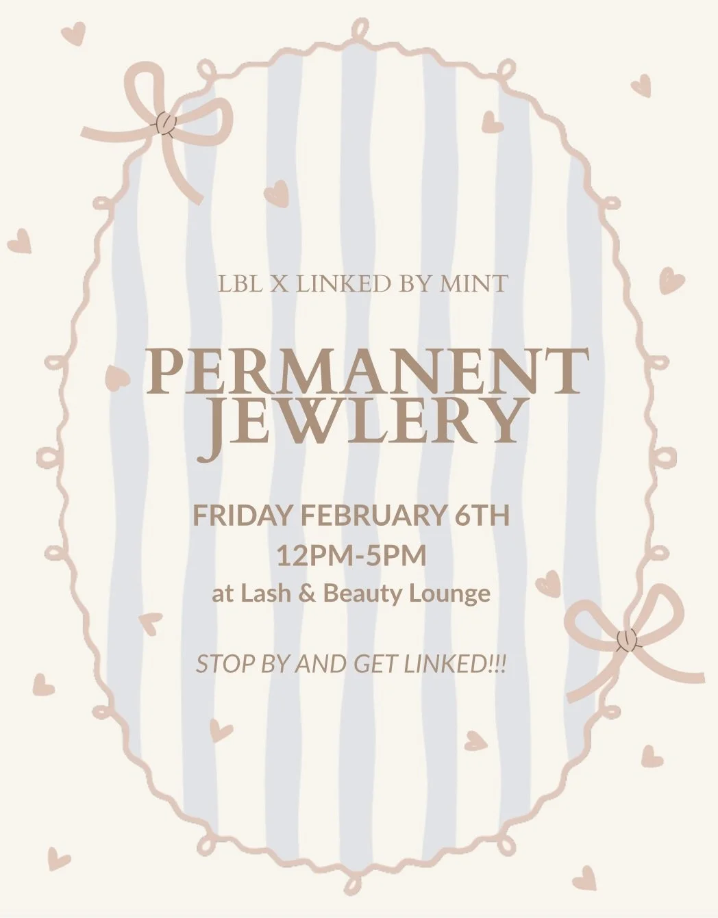 Roses fade&hellip; permanent jewelry doesn&rsquo;t 💘 Grab your girls &amp; get linked ✨

💕 Lash &amp; Beauty Lounge
🗓 Friday, February 6th | 12&ndash;5PM
🤍 Stop by we would love to see you

#permanentjewelry #njsalon #njevents #valentinesday #say