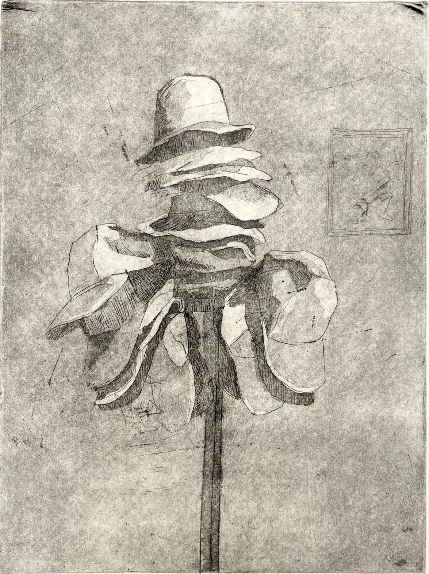 Roy's Hats, Etching and aquatint, 2025