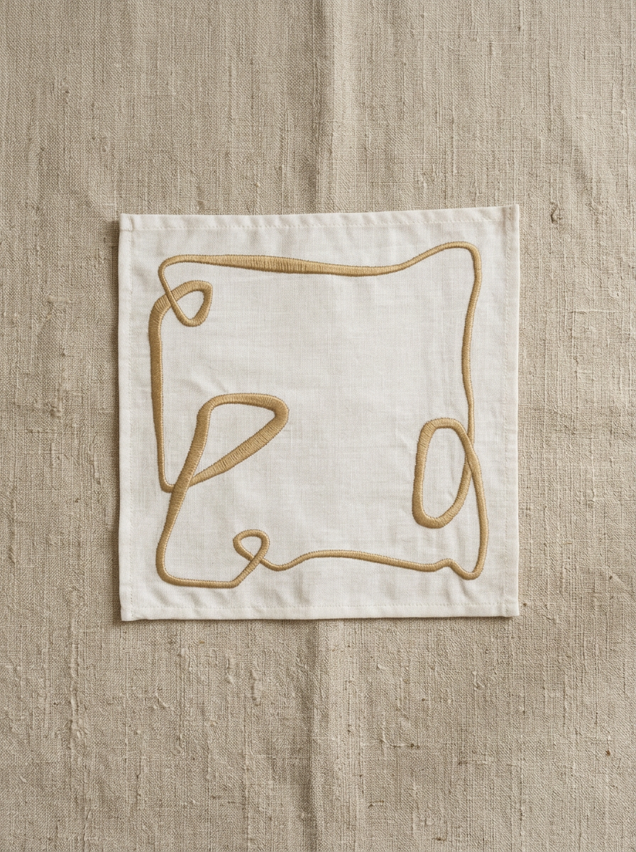 Pair of Ribbon Napkins - Gold