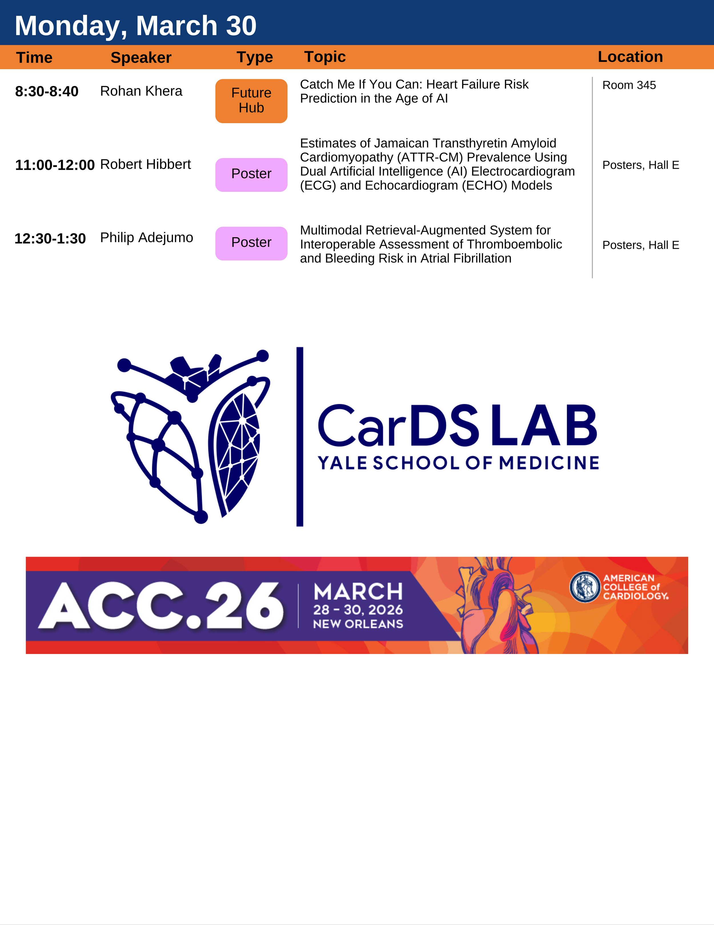 CarDS Lab At #ACC26 — Cardiovascular Data Science Lab (CarDS) Lab @ Yale