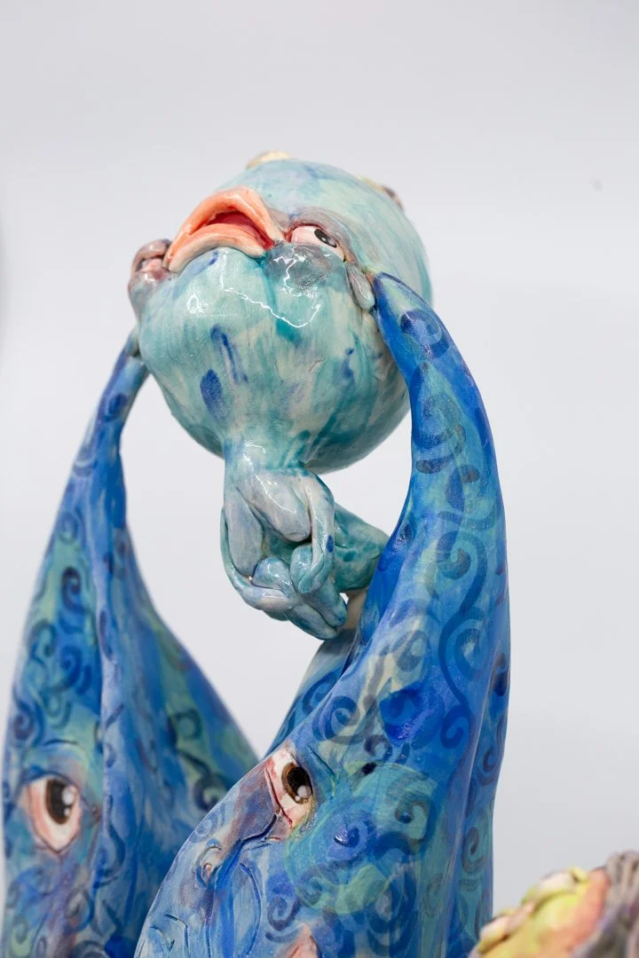 Pouring into Myself
Porcelain and amaco underglazes
Mid-range Cone 6 (1220°C) 
Coil built 
39 x 32 x 14 cm 
2026 
