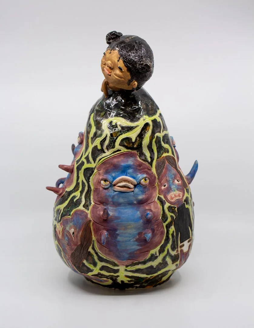 A Parasite Named Stone        
Porcelain and amaco underglazes
Mid-range Cone 6 (1220°C) 
Coil built 
44 x 33 x 27 cm
2026 