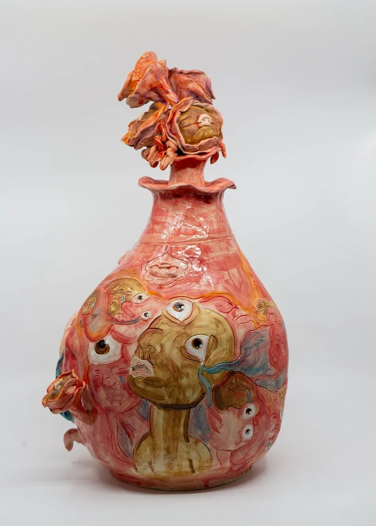 I’m a Delicate Flower 
Porcelain and amaco underglazes
Mid-range Cone 6 (1220°C) 
Coil built 
47 x 34 x 31 cm
2026 
