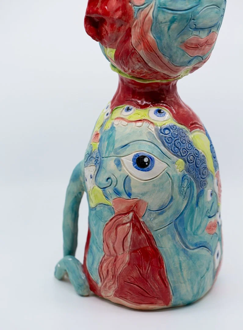 Oblivious Bliss Blue
Porcelain and amaco underglazes
Mid-range Cone 6 (1220°C) 
Coil built 
36 x 17 x 20 cm 
2026 

