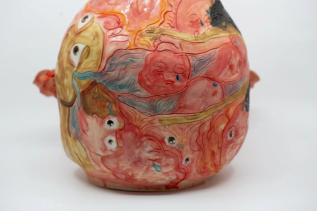 I’m a Delicate Flower 
Porcelain and amaco underglazes
Mid-range Cone 6 (1220°C) 
Coil built 
47 x 34 x 31 cm
2026 
