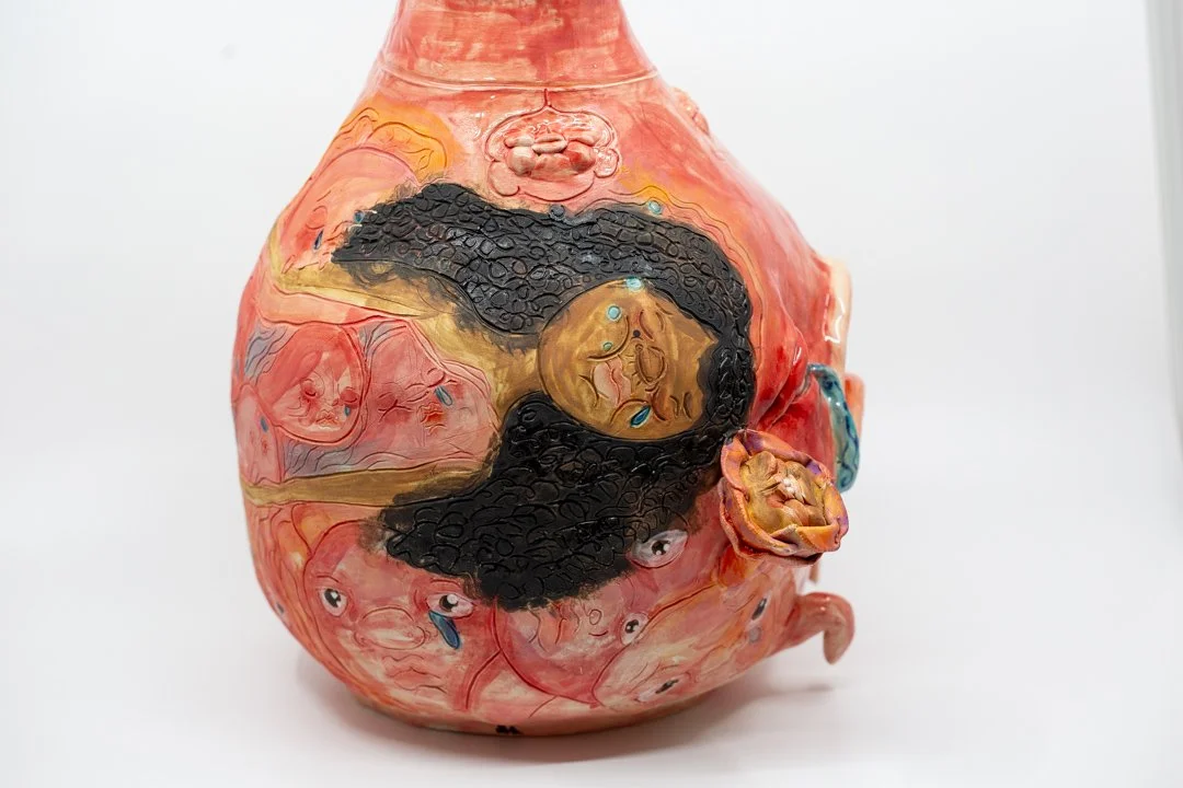 I’m a Delicate Flower 
Porcelain and amaco underglazes
Mid-range Cone 6 (1220°C) 
Coil built 
47 x 34 x 31 cm
2026 
