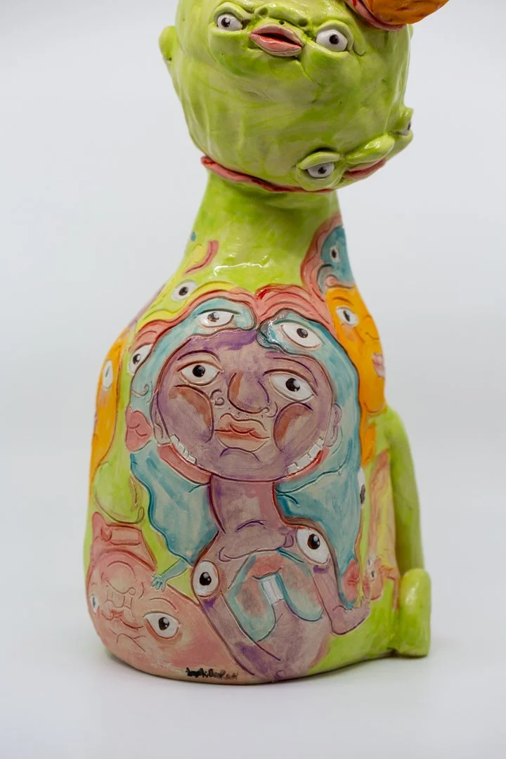 Lime Lap Dog
Porcelain and amaco underglazes
Coil built 
Mid-range Cone 6 (1220°C) 
38 x 17 x 20 cm 
2026 
