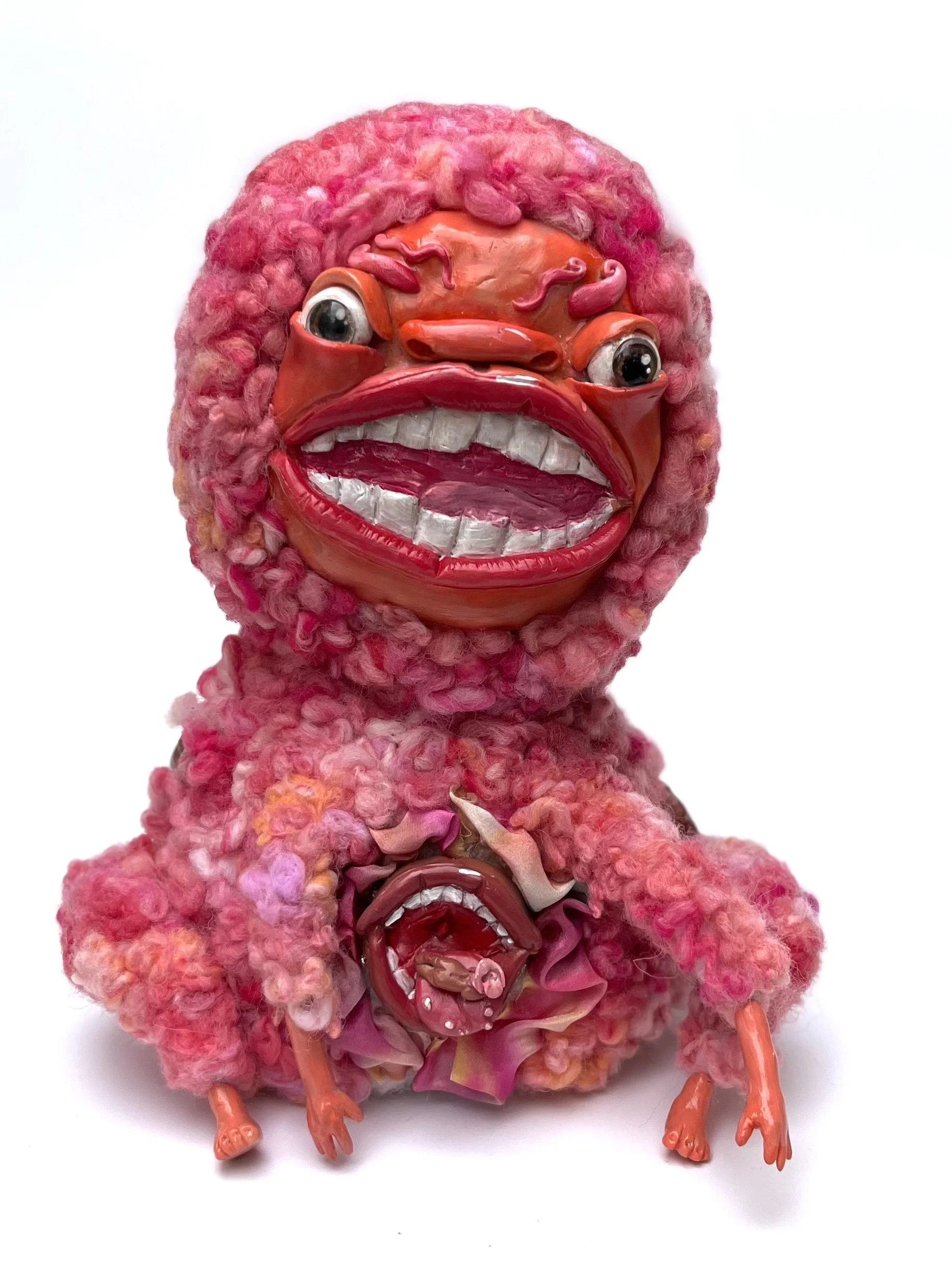 My rage creature.
Polymer clay, dyed wool, wire, acrylic paint
27 x 18 x 14cm
2025
