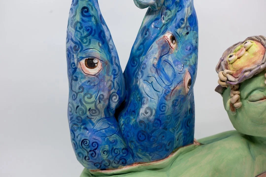 Pouring into Myself
Porcelain and amaco underglazes
Mid-range Cone 6 (1220°C) 
Coil built 
39 x 32 x 14 cm 
2026 
