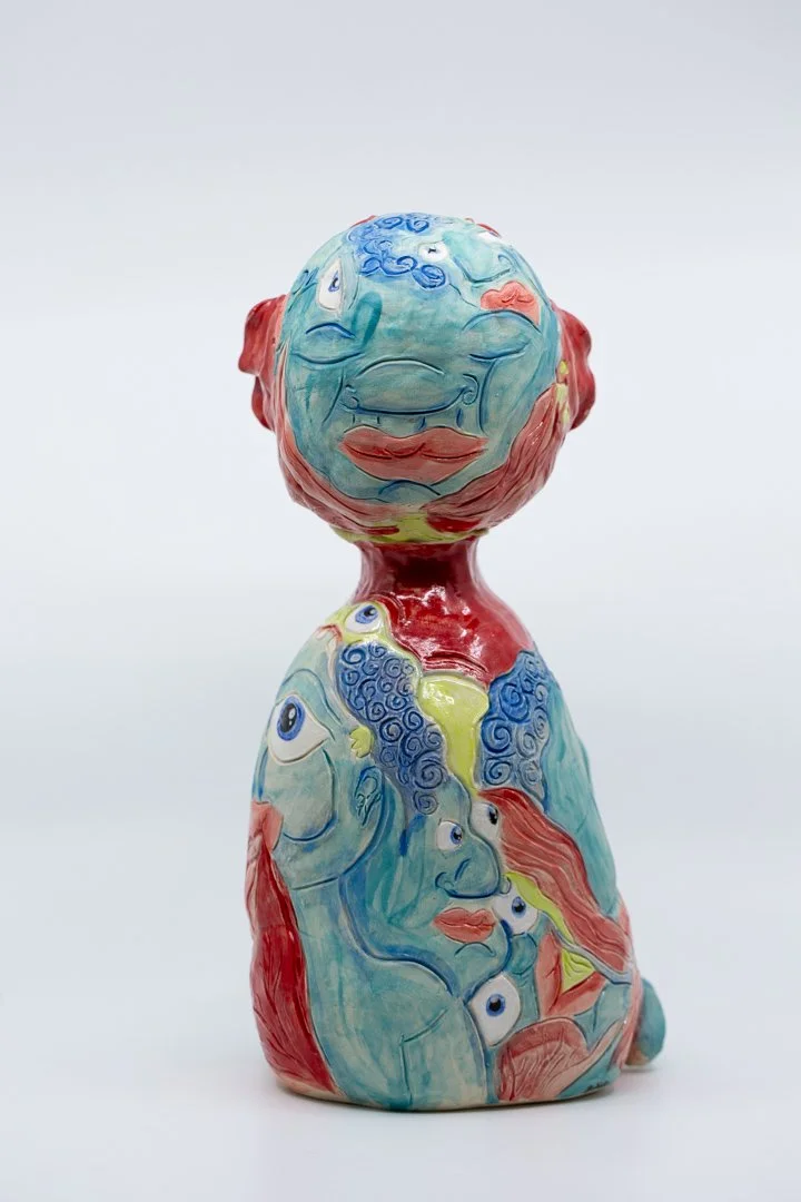 Oblivious Bliss Blue
Porcelain and amaco underglazes
Mid-range Cone 6 (1220°C) 
Coil built 
36 x 17 x 20 cm 
2026 

