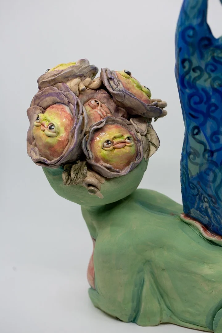 Pouring into Myself
Porcelain and amaco underglazes
Mid-range Cone 6 (1220°C) 
Coil built 
39 x 32 x 14 cm 
2026 
