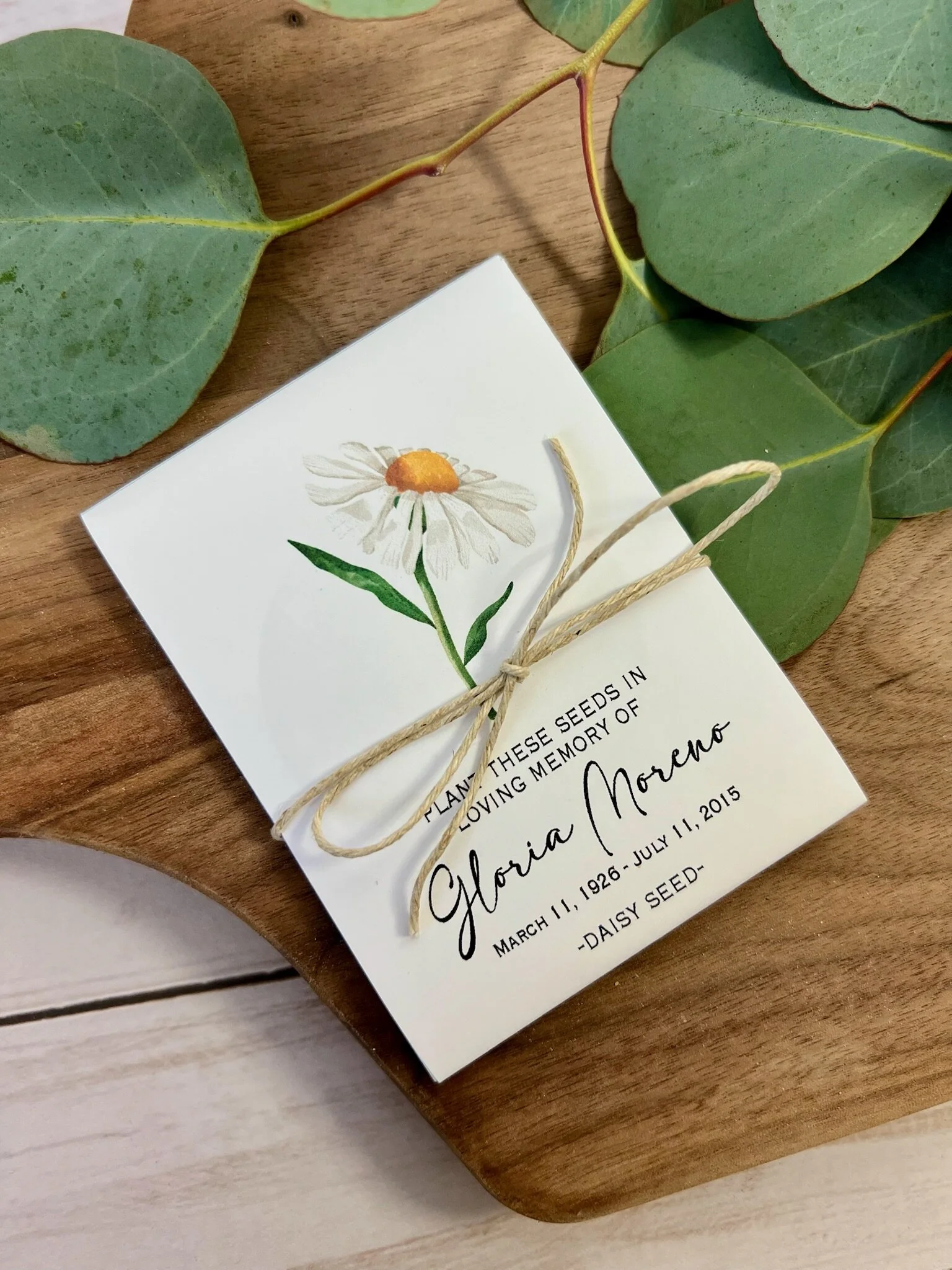 Personalized Memorial Shasta Daisy Seed Packets