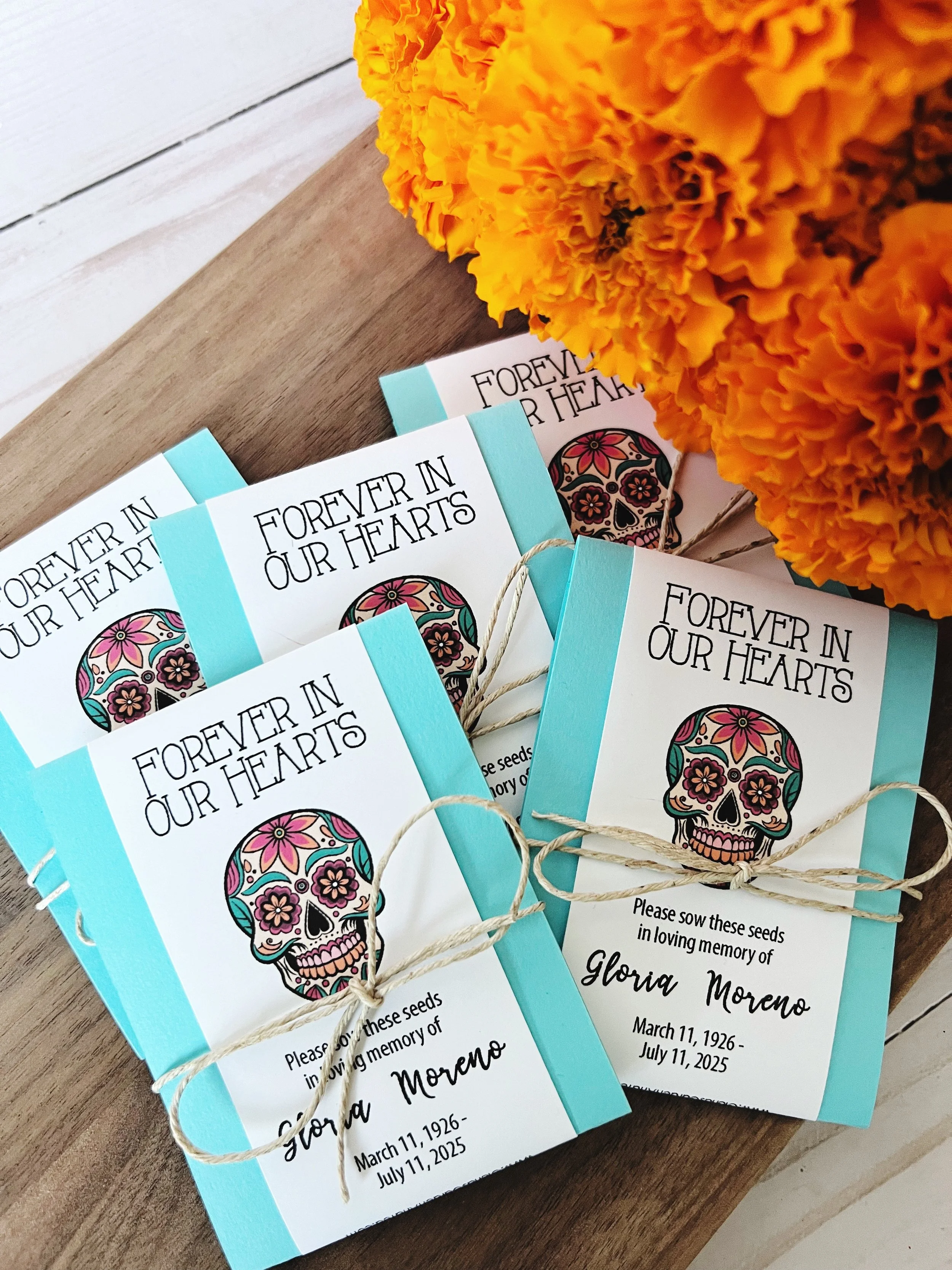 Marigold Seed Packets for Día de los Muertos Memorials
