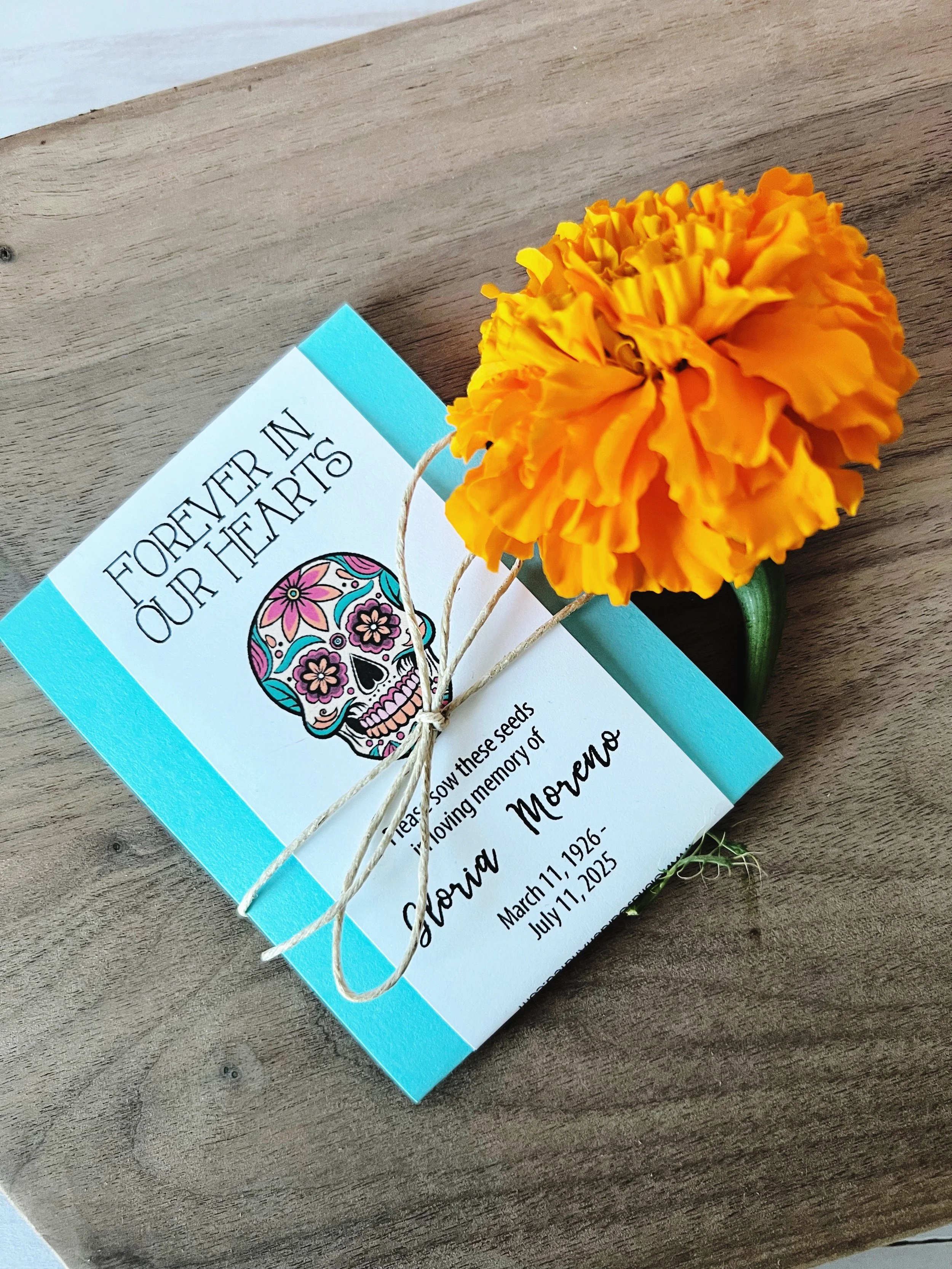Personalized Día de los Muertos Marigold Seed Packet