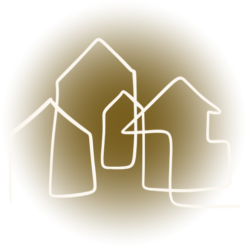 graphic drawing of houses representing energy flow home and land