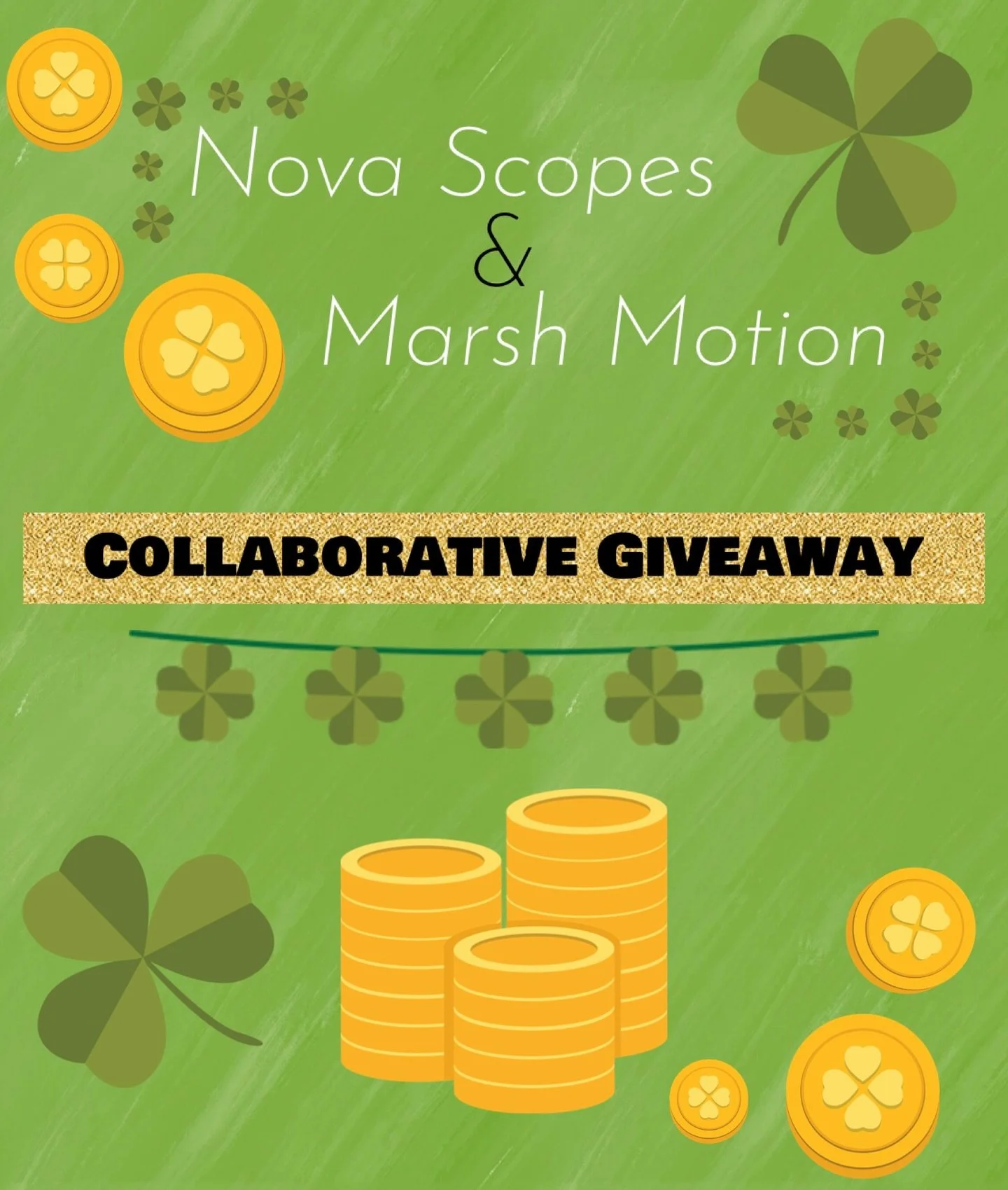 ⭐️🍀Let&rsquo;s get lucky!🍀⭐️

We are so excited to share this golden opportunity collab!

💚So happy to let you guys know about our Giveaway with Marsh Motion! We are giving away a stunning pack of 13 unique visuals, as well as a Nova Scopes T-Shir