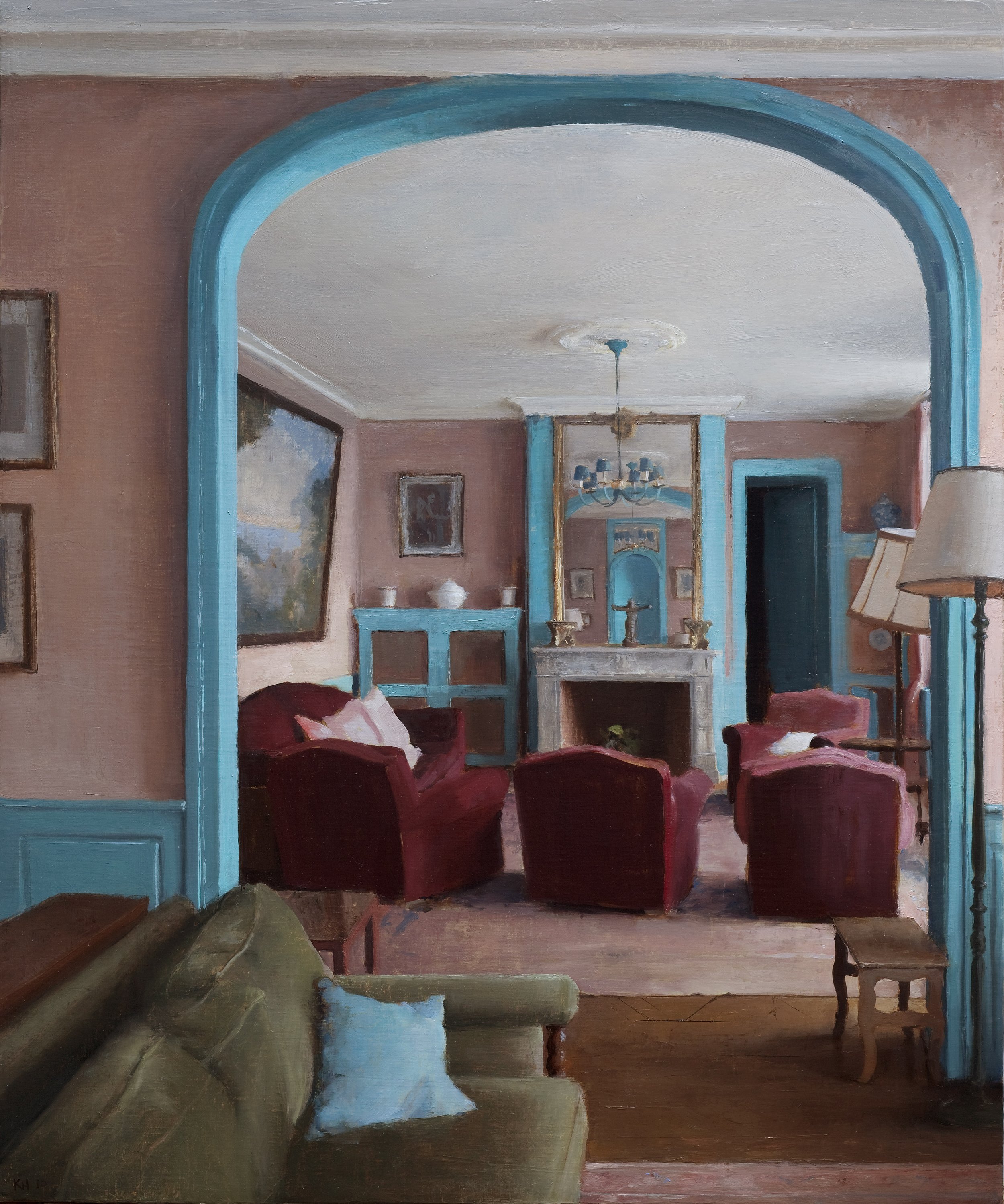 Burgundy, Teal, and Pink, 24x20" Oil on Linen, 2010 Private Collection