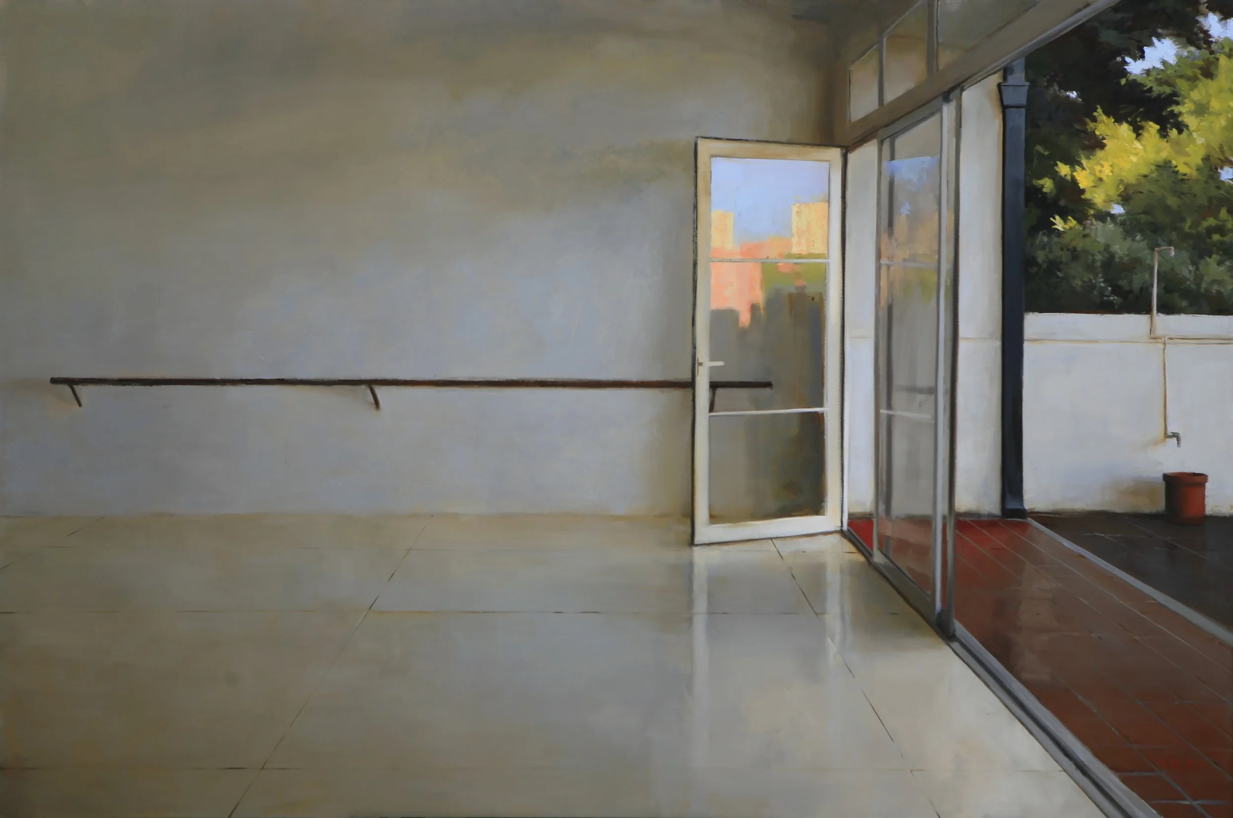 Yoga Studio, Buenos Aires, 2007, Oil on canvas 60 x 90" Private Collection