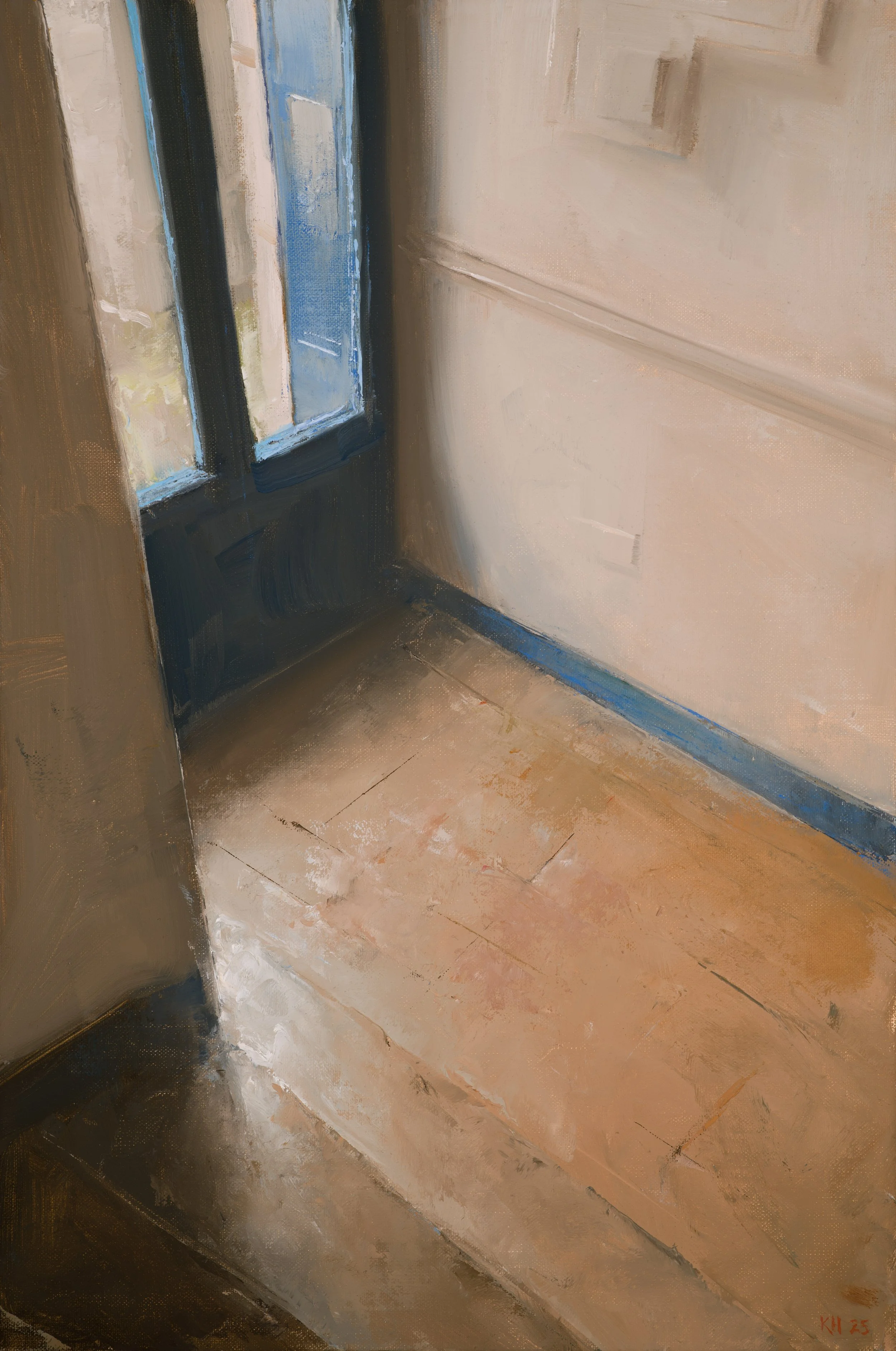 KennyHarris_2025_StudyofLightInAStairwell,ParisV2_OilonCanvasonACM_30x20cm.jpg