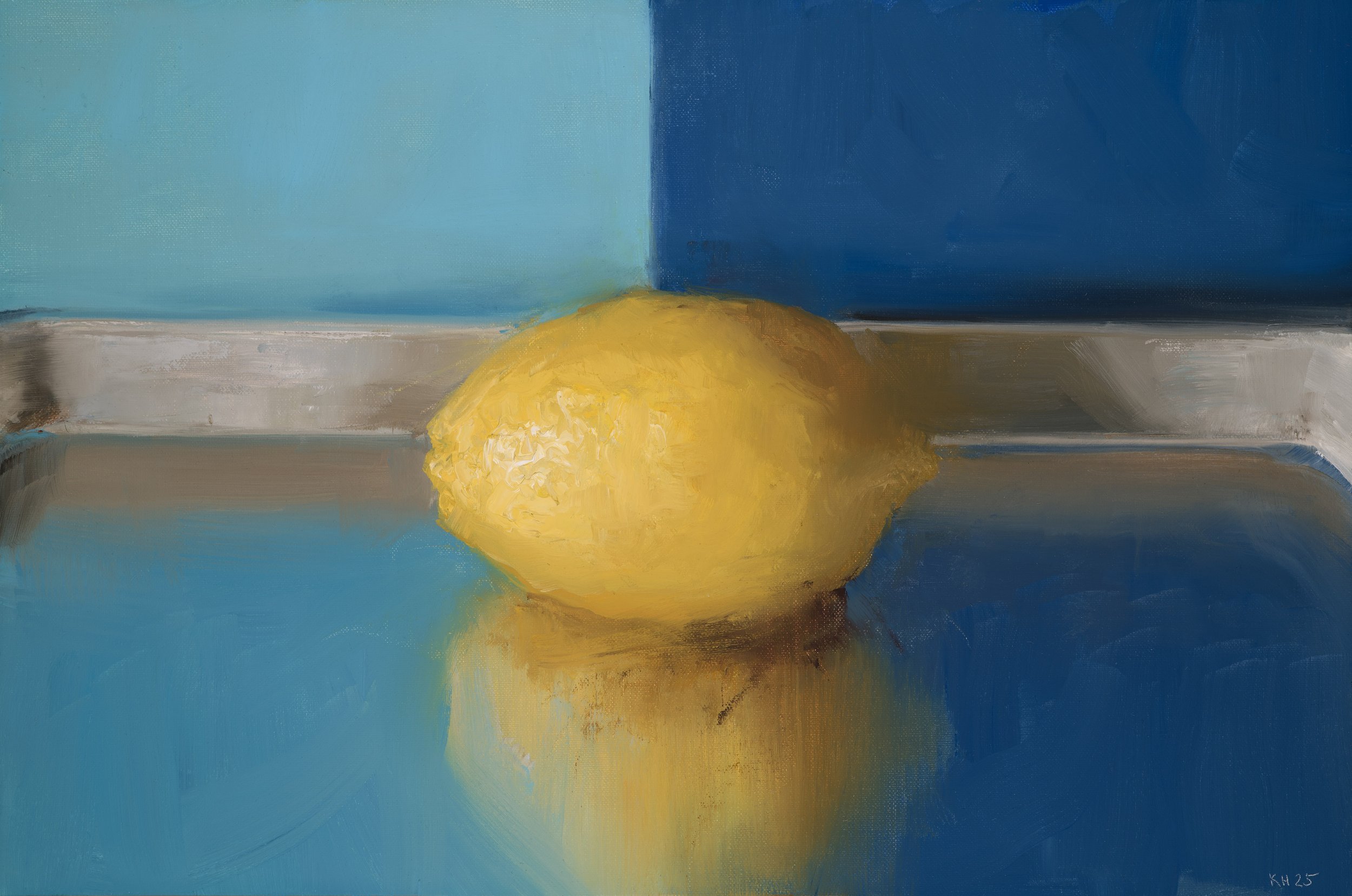 KennyHarris_2025_LemonWithBlueAndTeal_OilonCanvasonACM_30x20cm.jpg