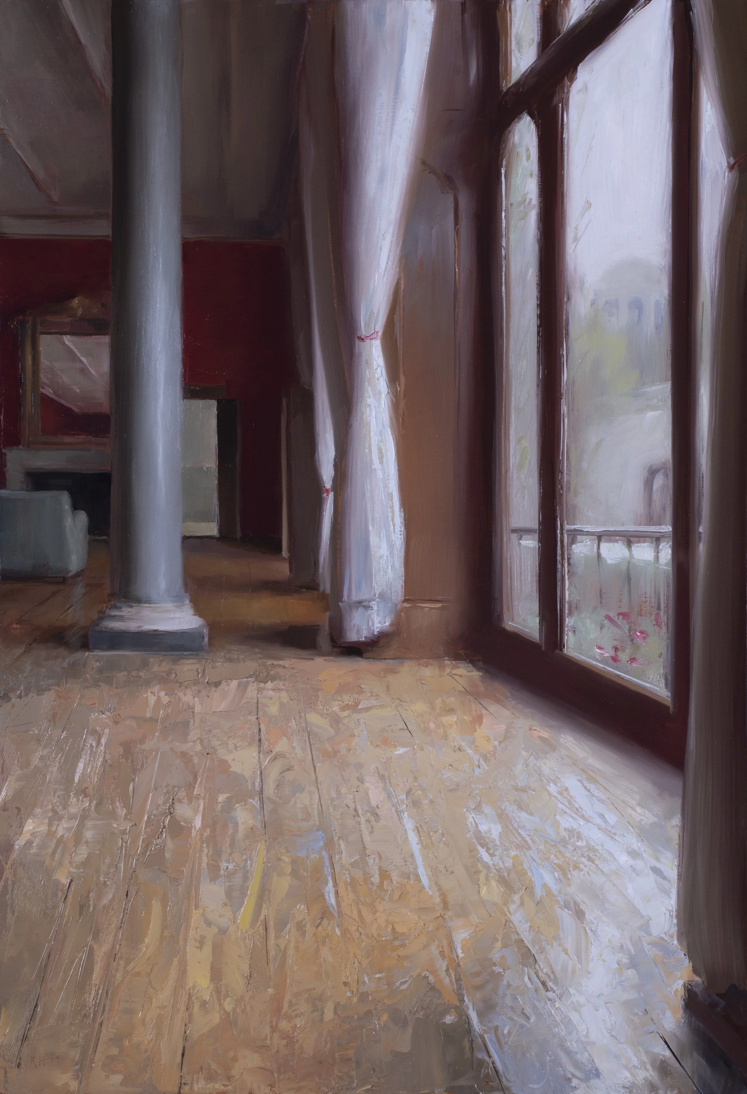 Grand Library, Bantry House, Oil on panel, 21x14.5", 2019