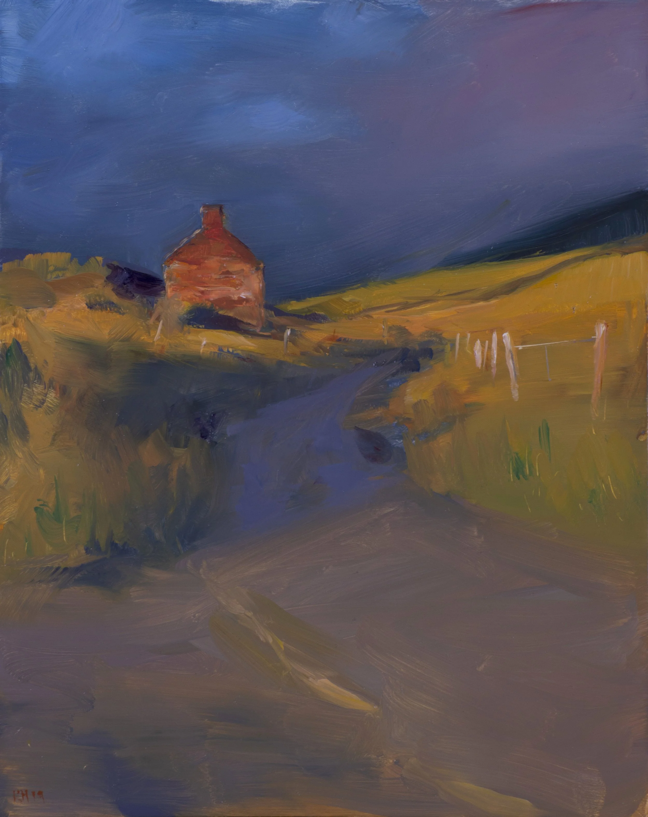 Cottage at Twilight, Oil on linen on panel, 9x7", 2019 SOLD