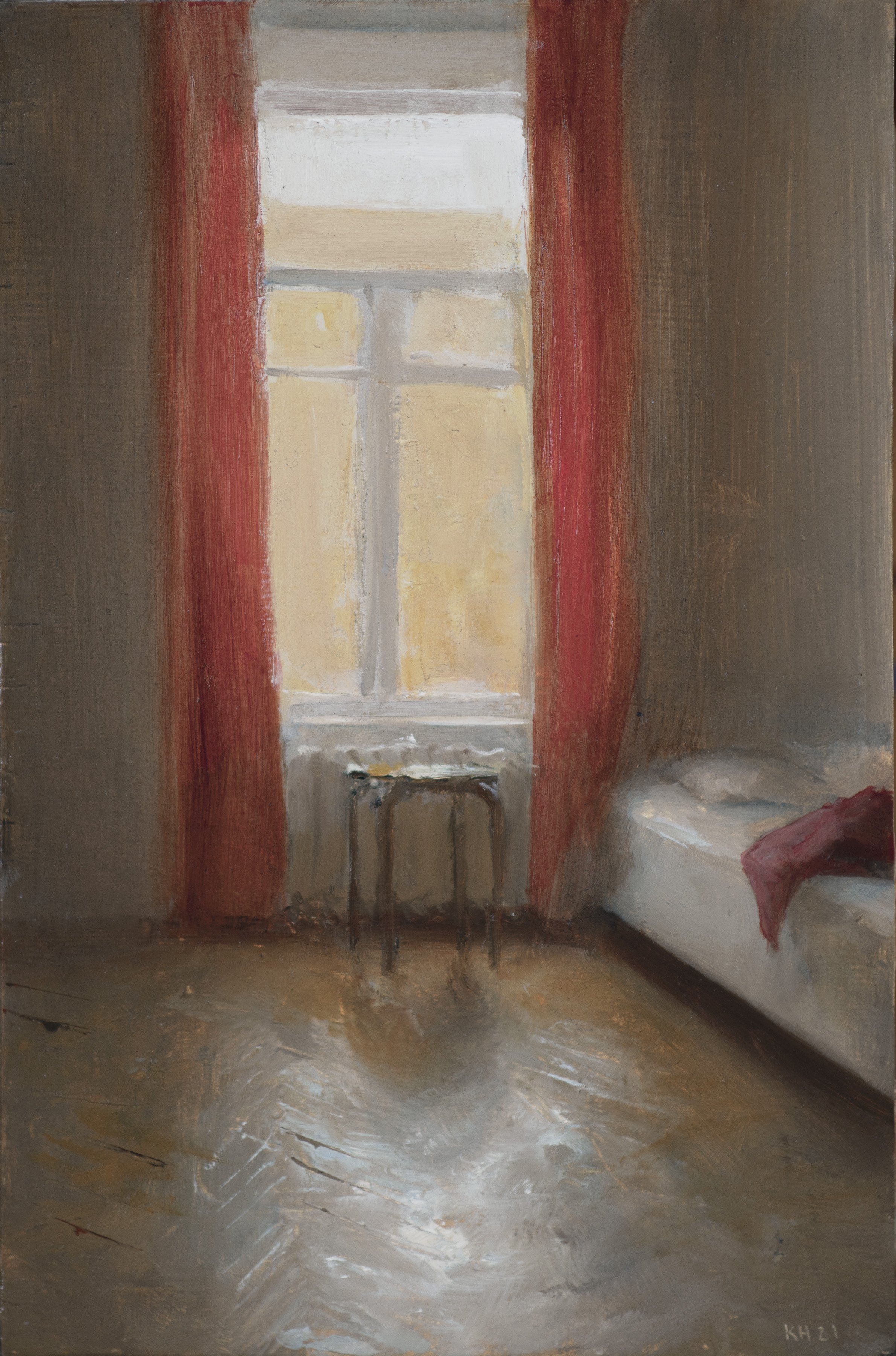 KennyHarris-2021-Red Curtain-7x5in-OilOnPanel.jpg