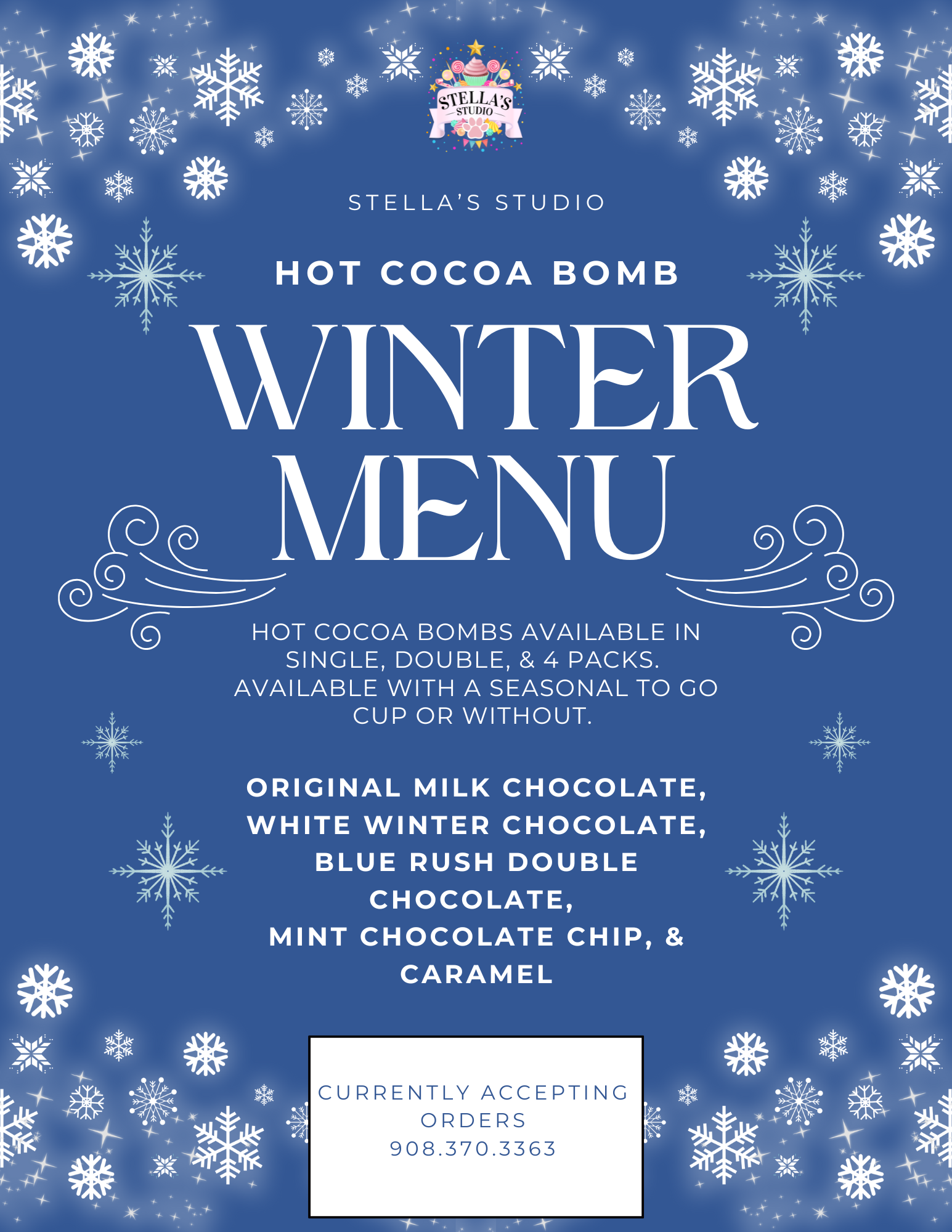 Winter Hot Cocoa Bomb Menu
