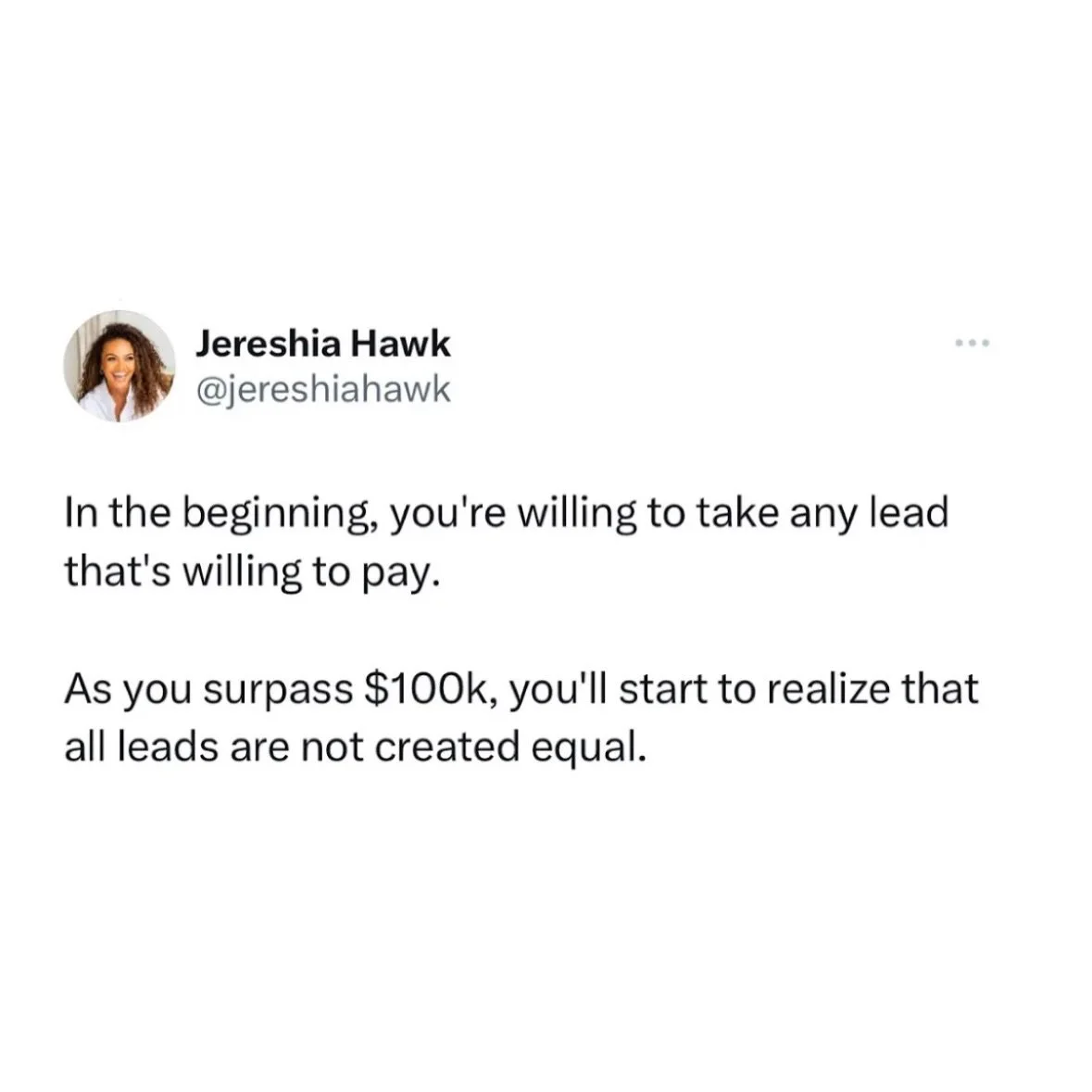 What my most successful high six figure earning coaching clients had to learn about lead generation and messaging. 

High six-figure growth doesn&rsquo;t come from taking more calls for the sake of a numbers game. 
 It comes from attracting fewer, be