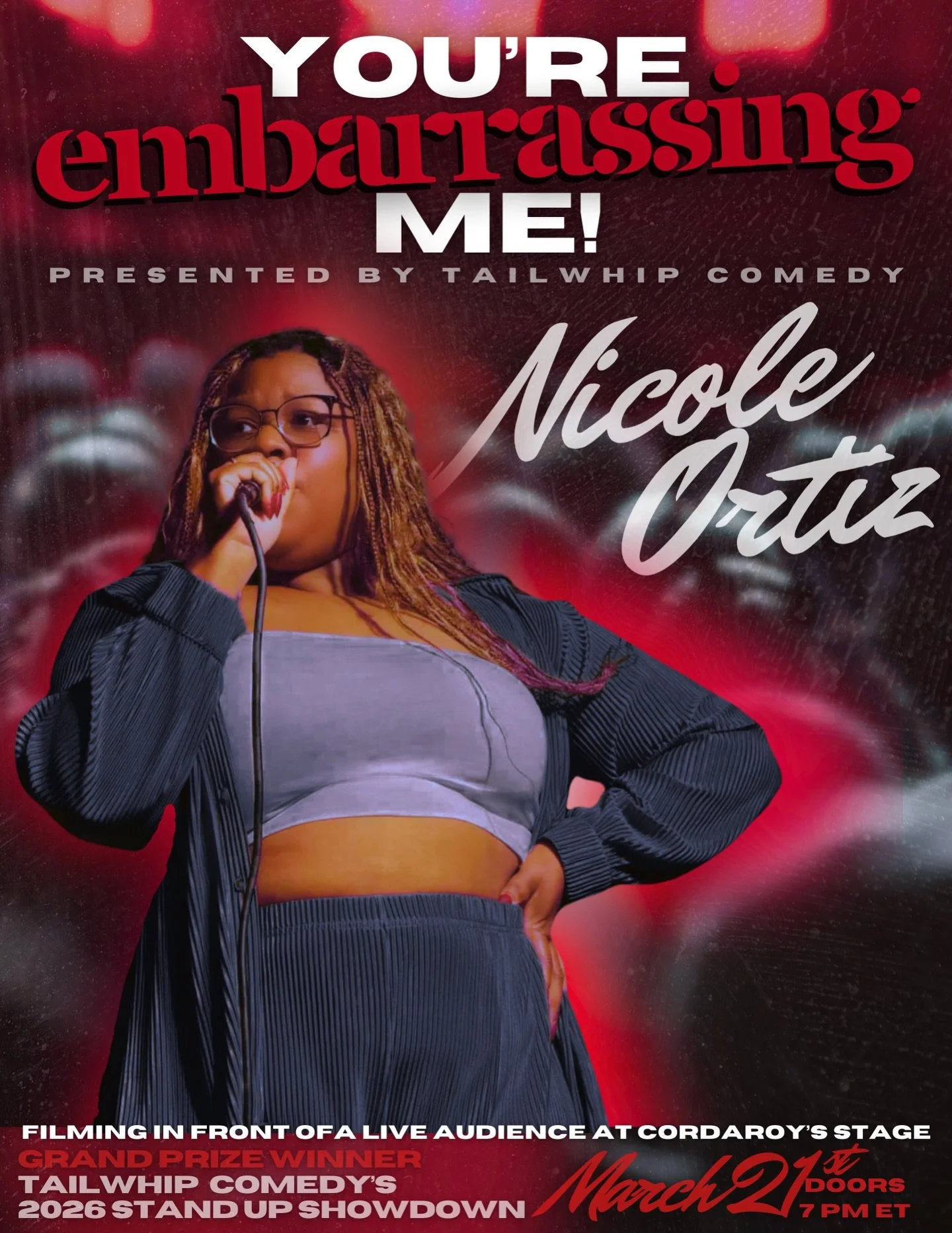 ➡️[TICKET LINK IN BIO] ⬅️
Love live comedy? Want to be a part of a LIVE special filming? 😏 

Nicole Ortiz (@nicoleortizdeez) the GRAND PRIZE WINNER of Tailwhip&rsquo;s 2nd Annual STAND UP SHOWDOWN, took home the trophy, $1K cash, and the spotlight. 