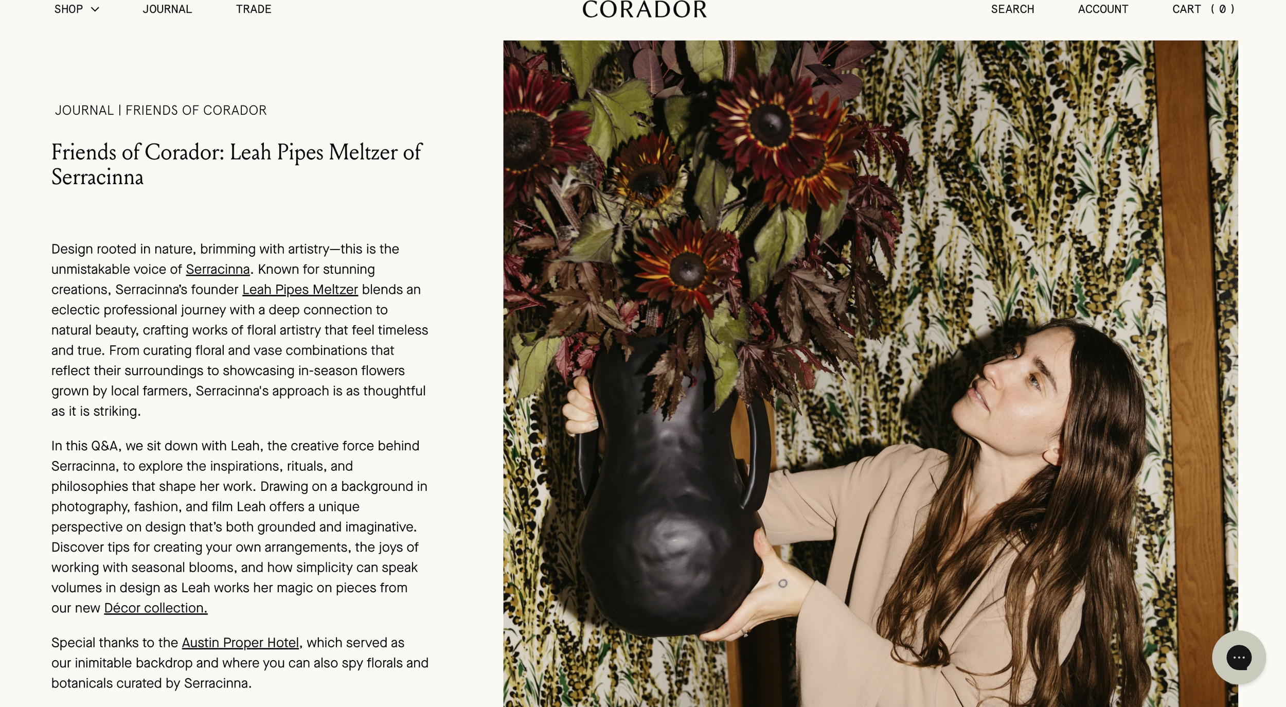  CONTENT DIRECTOR | CORADOR  Blog interviews, essays, and original content for home and lifestyle brand, Corador.  Full version here.     www.corador.com   