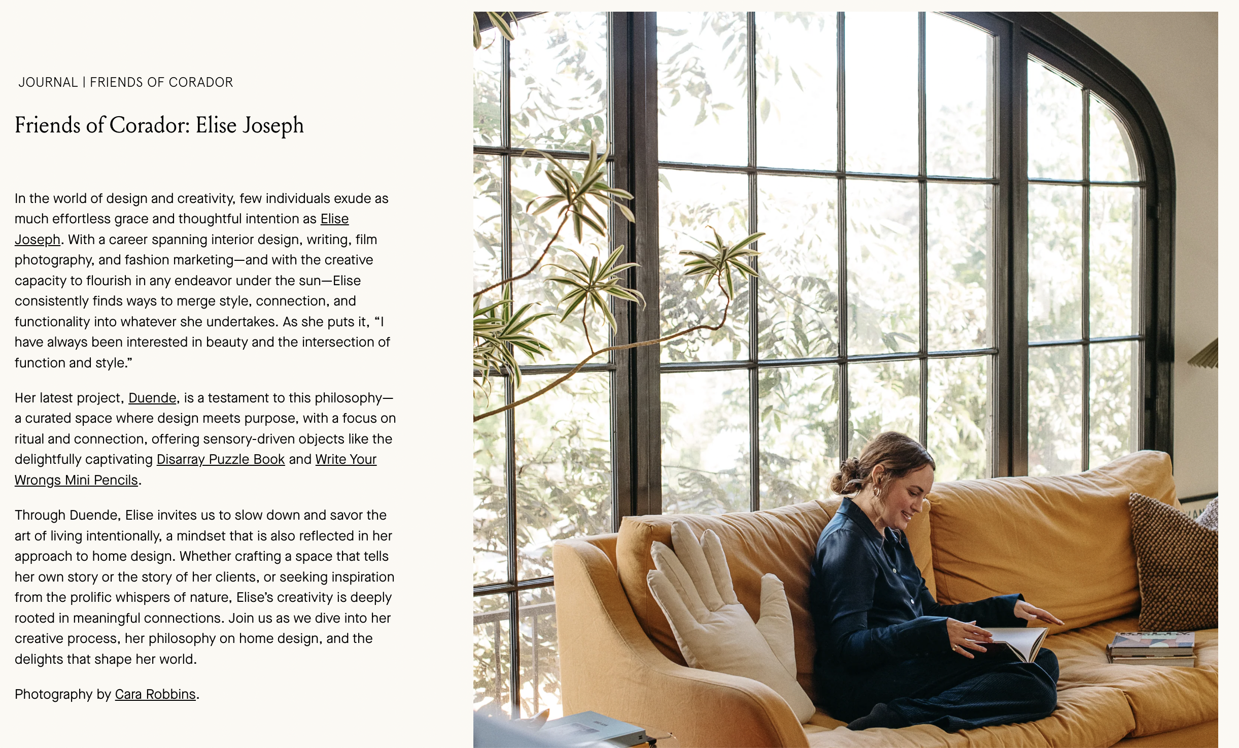  CONTENT DIRECTOR | CORADOR  Blog interviews, essays, and original content for home and lifestyle brand, Corador.  Full version here.  