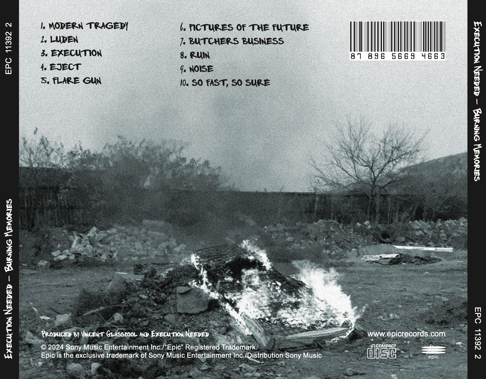"Burning Memories" CD Back Cover