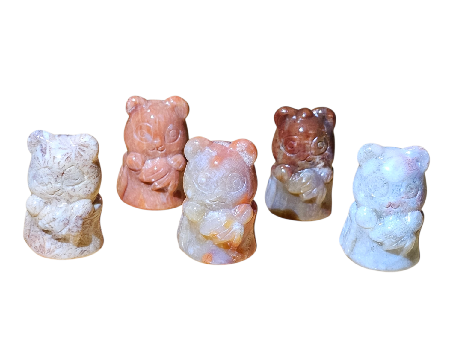 Mini Panda Bears - Coral Jade