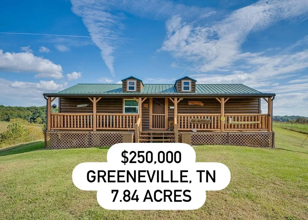 Link 🔗 in bio for more info! $250,000 &middot; Greeneville, TN &middot; 7.84 Acres

Unbelievable panoramic mountain views and peaceful seclusion &mdash; this 1BR/1BA cabin offers the perfect Tennessee escape. Built in 2018, it sits on nearly 8 acres