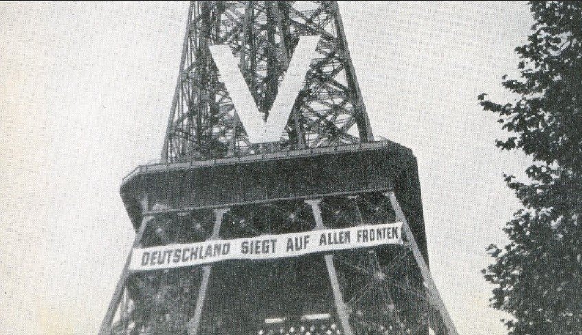 The Eiffel Tower during the Nazi occupation, 1940.