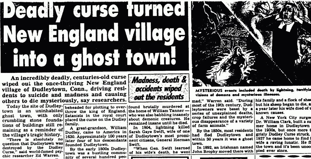 Newspaper reporting on apparent haunted land