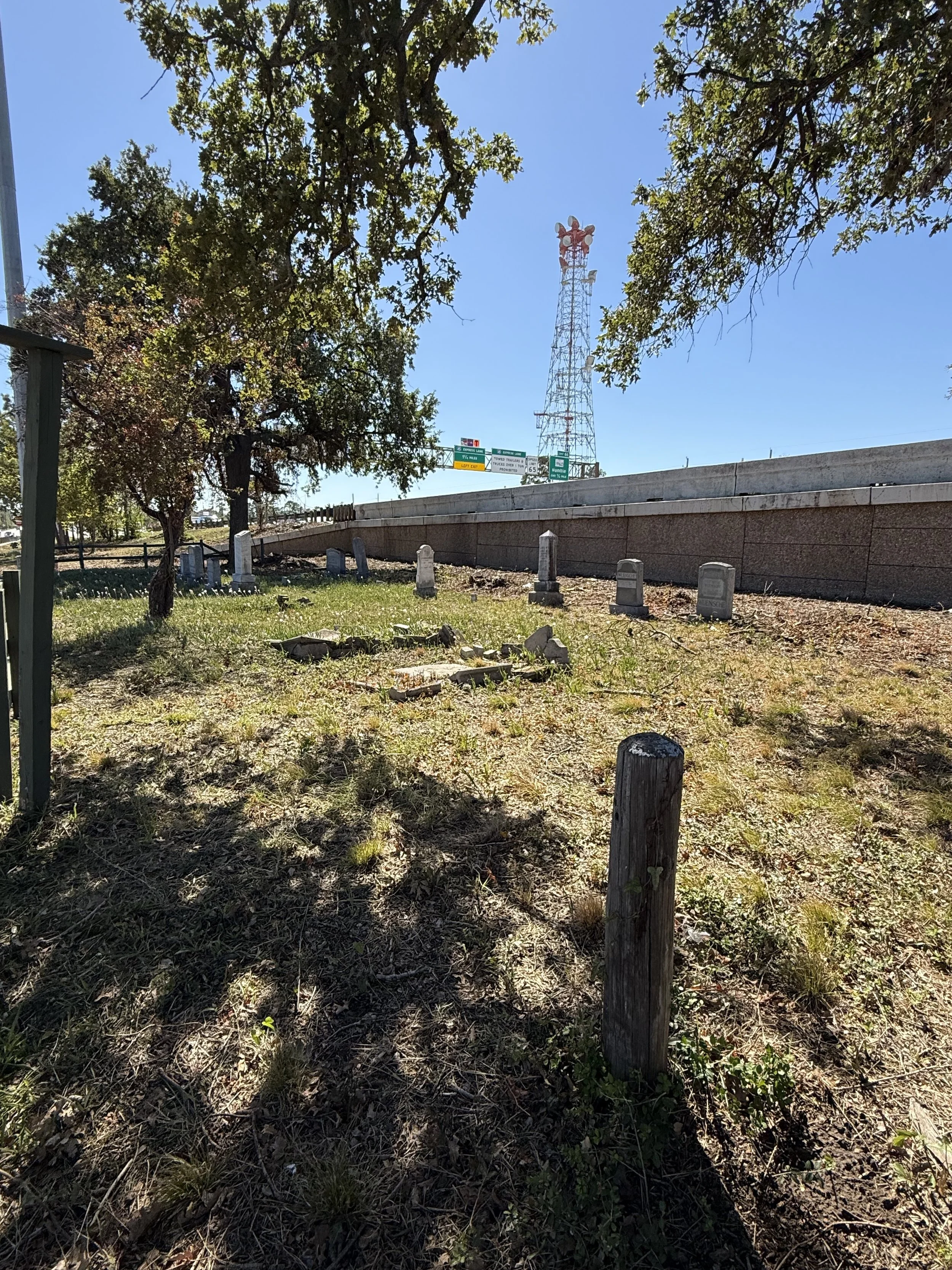 The view of the intimate cemetery right on the other side of a major roadway.