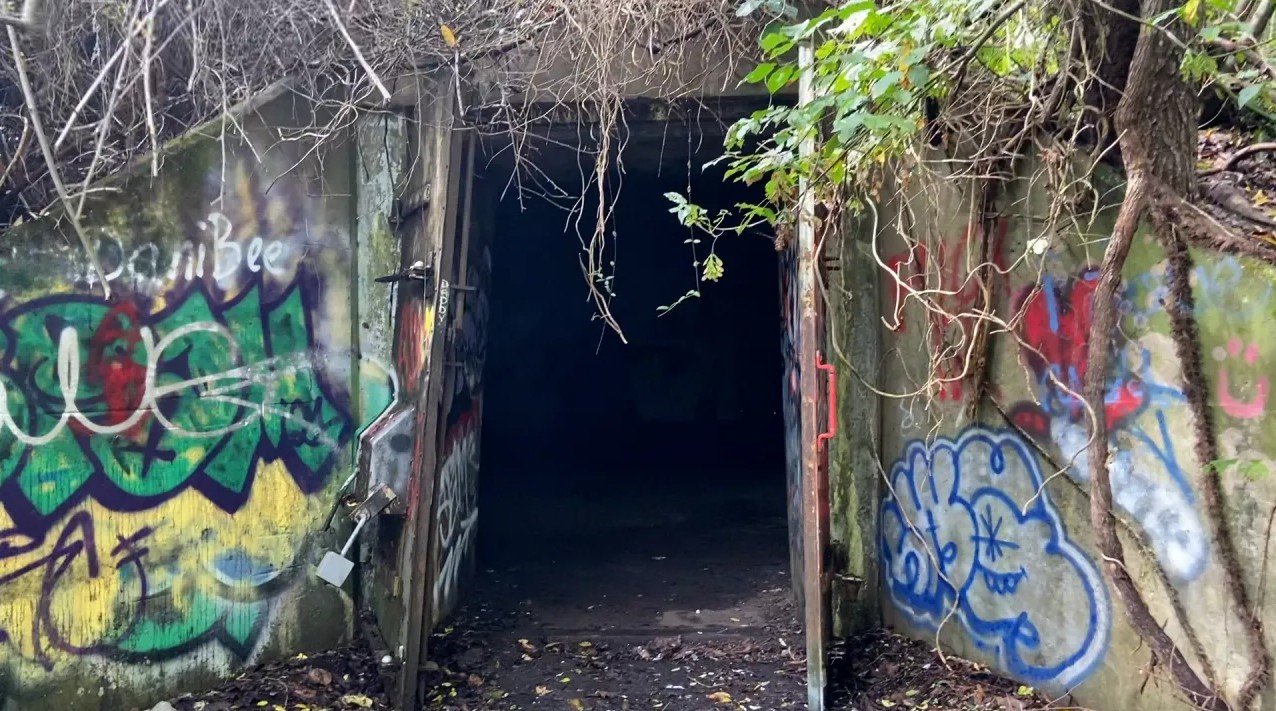 Abandoned and now graffitied bunker in the abandoned TNT area where Mothman was seen.