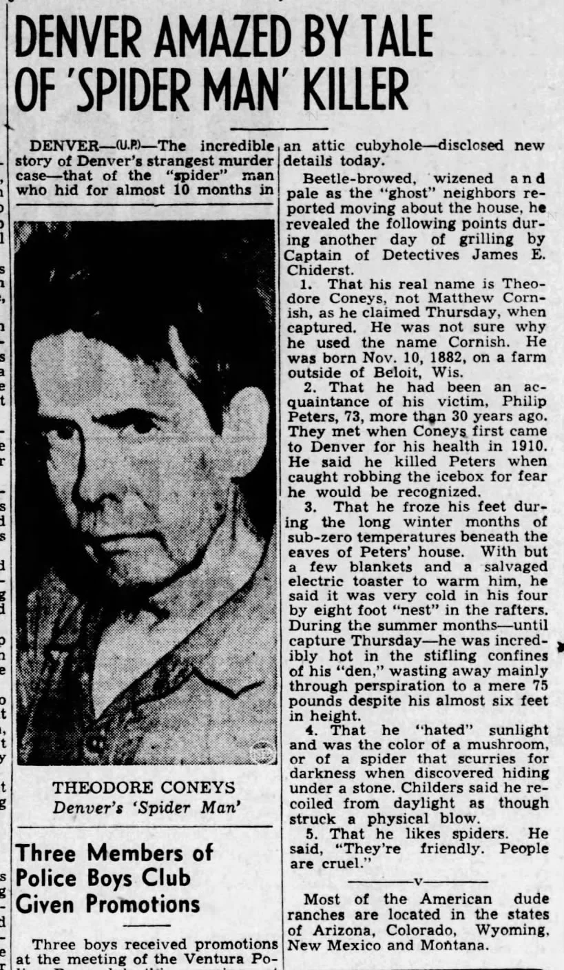 Newspaper Article of Theodore Coneys arrest.
