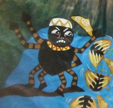 Illustration used by Puerto Rican storyteller Tere Marichal. - Image of Anansi from the Mayagüez Children's Library