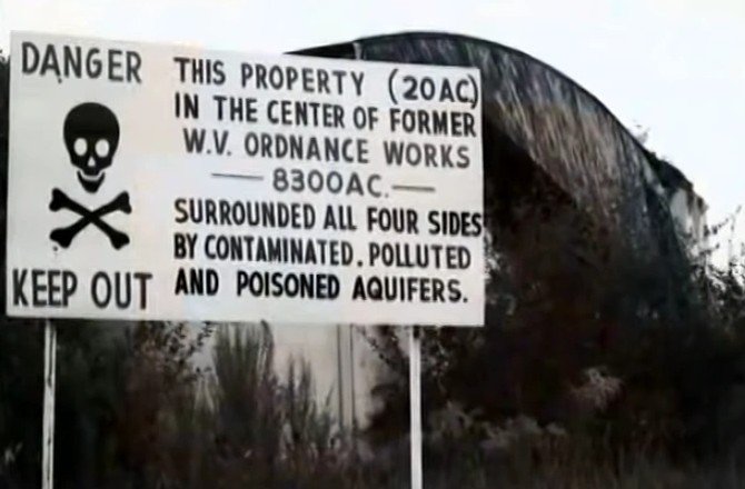 Sign calling out the contaminants in the TNT area.