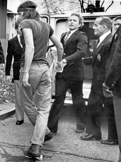 Arne Johnson walking into his trial.