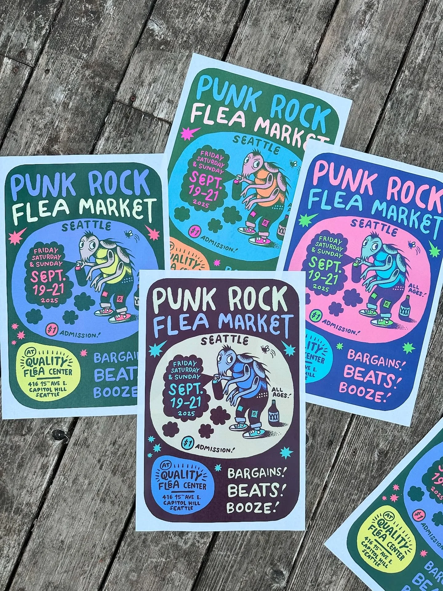 I got to design the poster for this weekend&rsquo;s @punkrockfleamarketseattle! I&rsquo;m heading to Seattle for it and will be vending Saturday the 20th 12-8 and Sunday 12-6. I&rsquo;m so stoked, I had a wonderful time the last two times I vended th