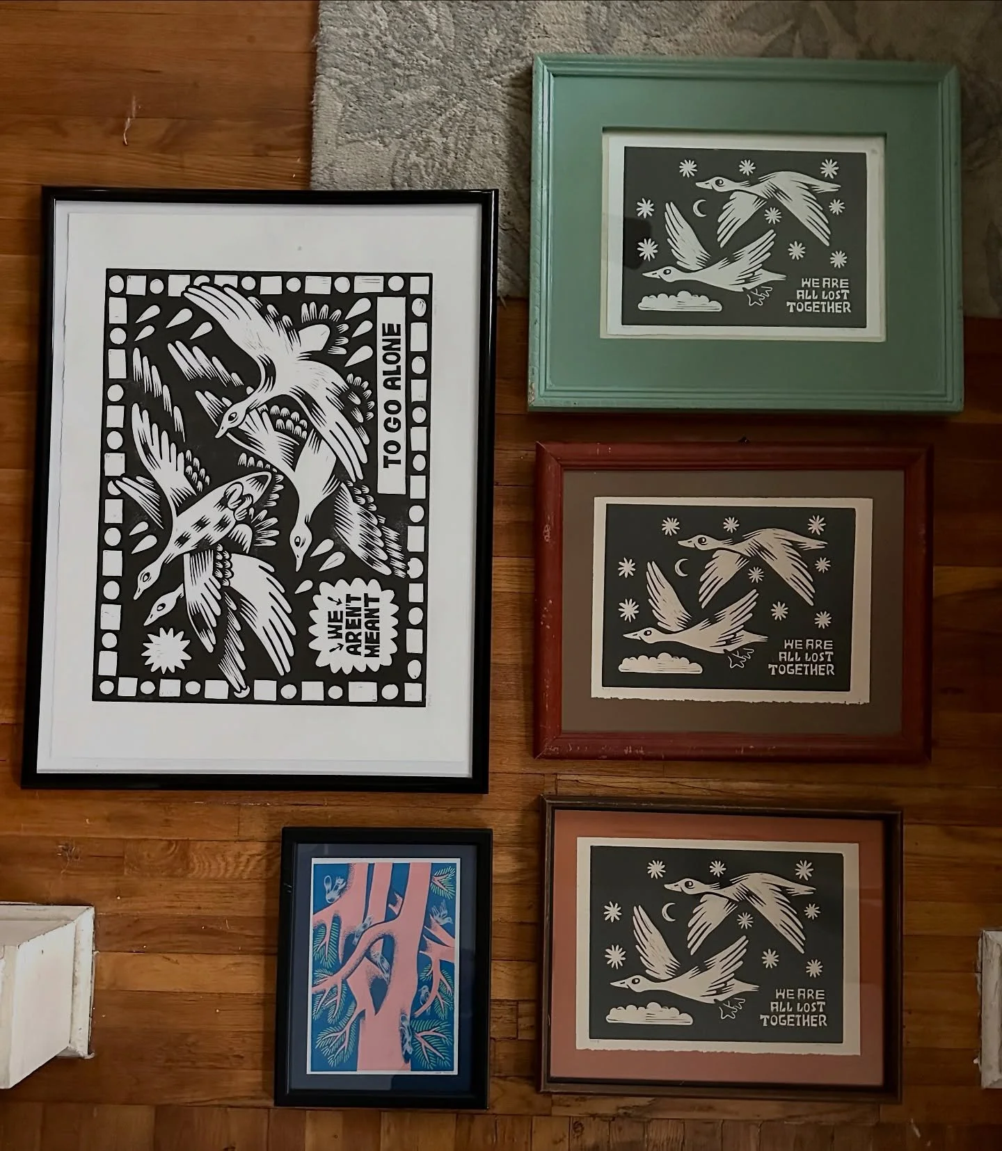 I have some framed prints available that make nice gifts that you don&rsquo;t have to worry about framing! Local only, can deliver or leave out for pickup in N Portland. DM me!
.
We Are Not Mean To Go Alone: 
25x33&rdquo; with frame
$90
.
We Are All 