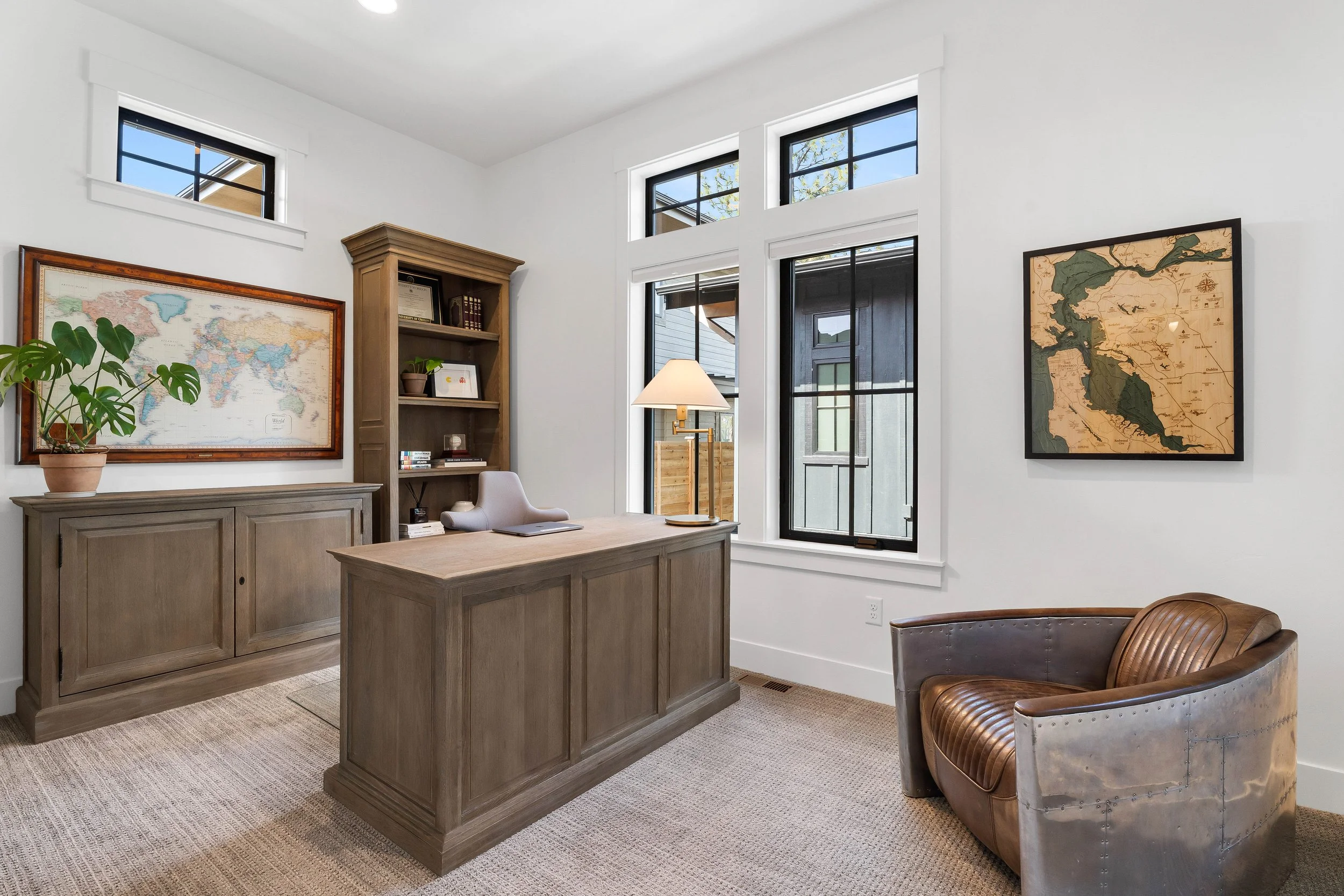 Bedroom office styled with soft, natural textures