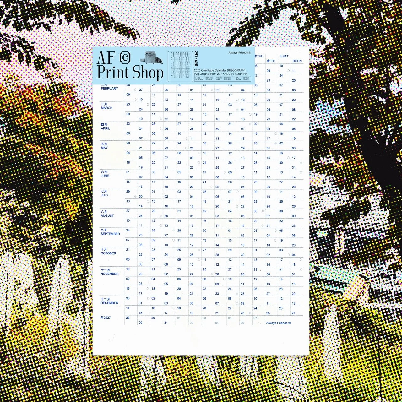 2026 Year Calendar - A3 Riso Print