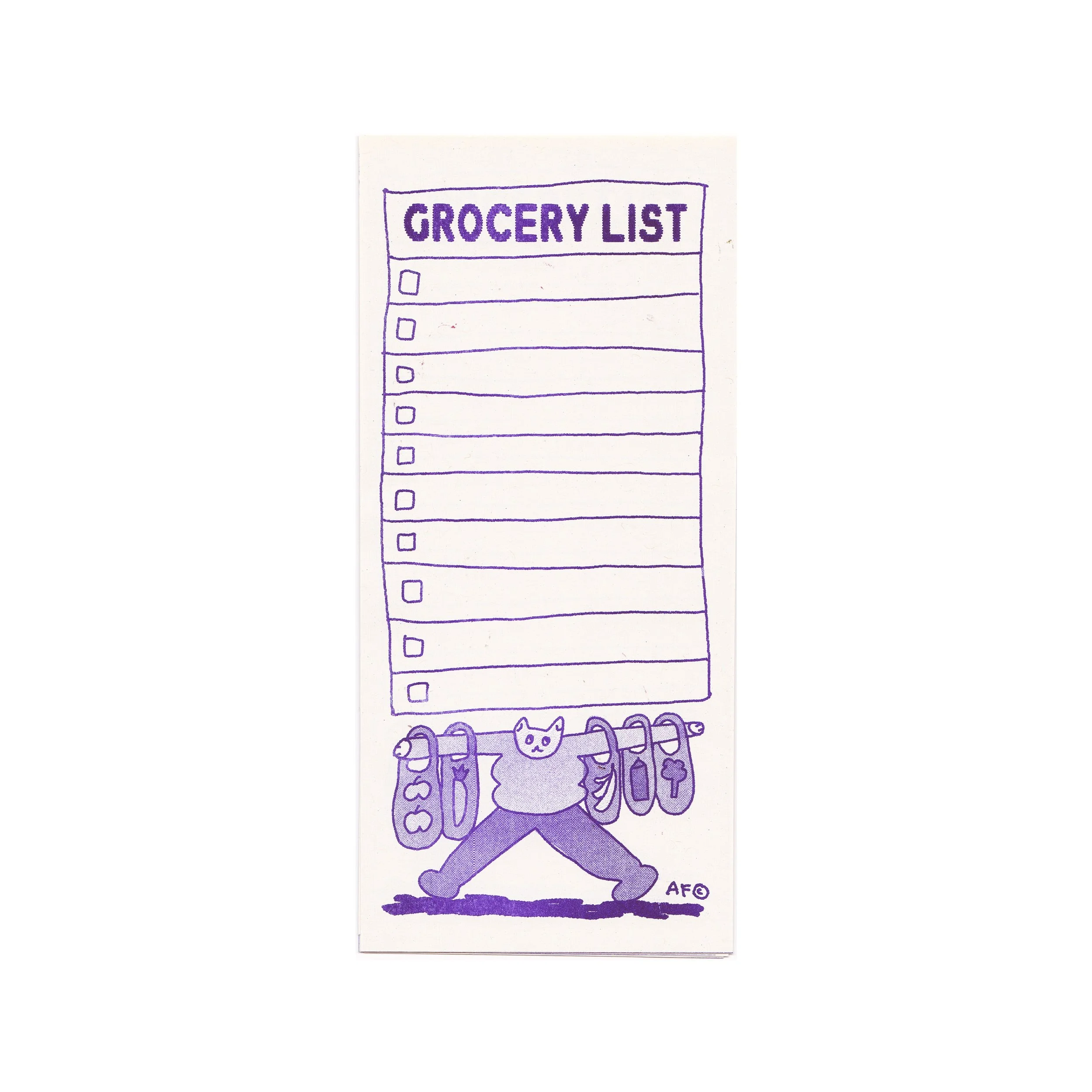 "One Trip Cat!" Riso Grocery List Notepad